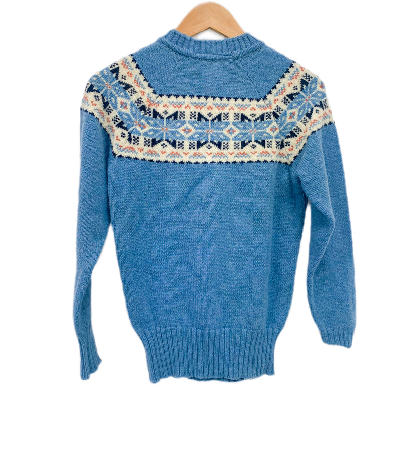 1970s Baby Blue Wool Nordic Sweater
