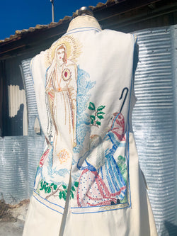 1960s Linen Swing Vest with Embroidered Virgin de Fátima