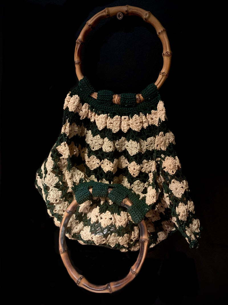 1960's Crochet Purse with Bamboo Handle