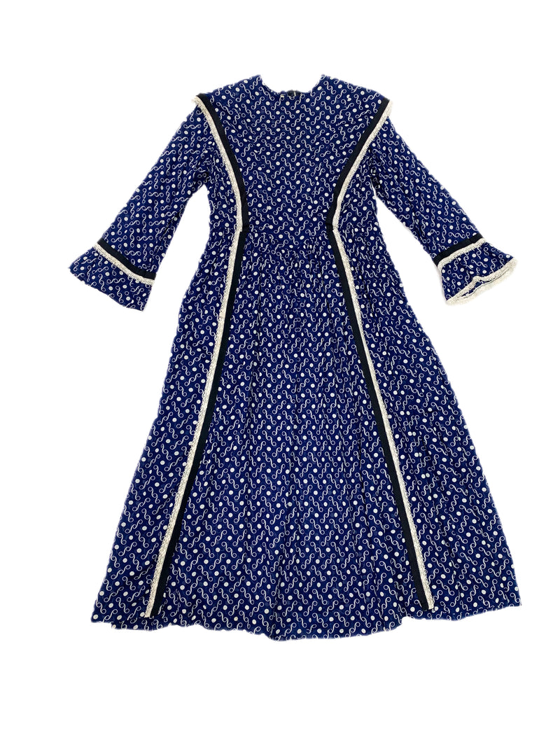 1930's Blue & White Print Dress