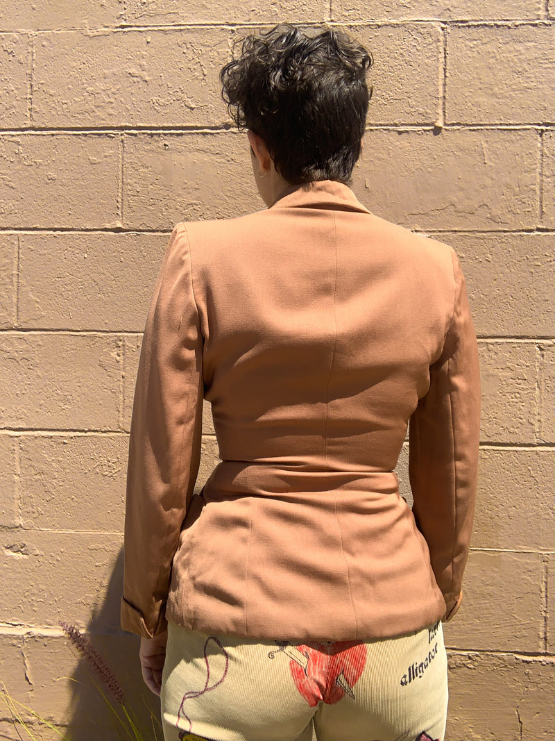 1940s Brown Blazer with Owl Buttons