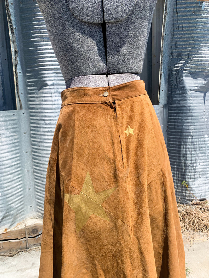 1980's Suede Skirt with Gold Stars