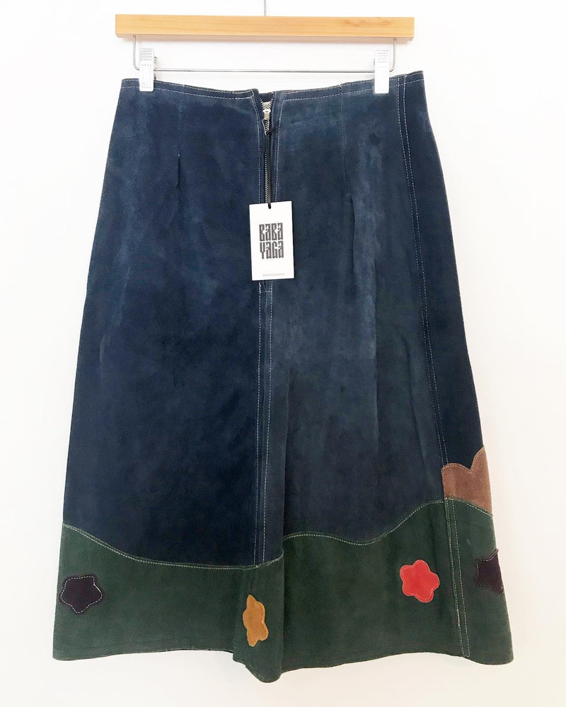 1970's Leather Skirt with House Applique