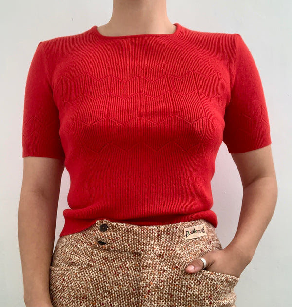 1960's Red Cropped Sweater