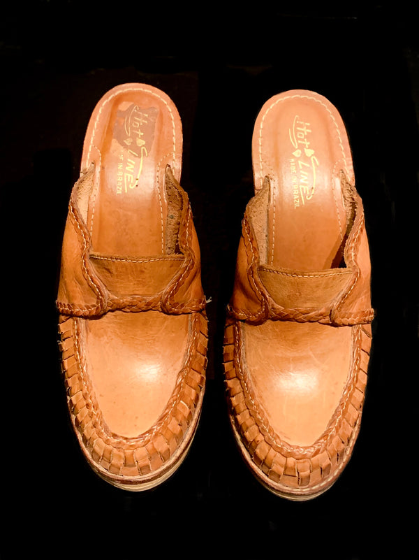 1970s leather mules