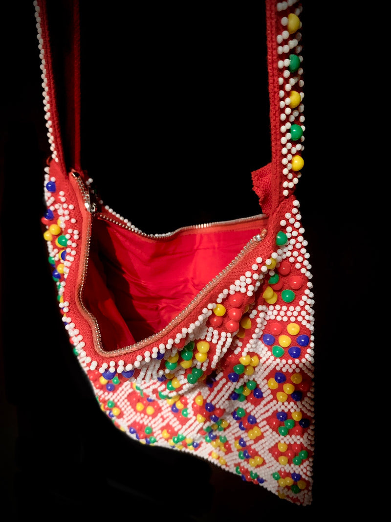 1960s red beaded bag