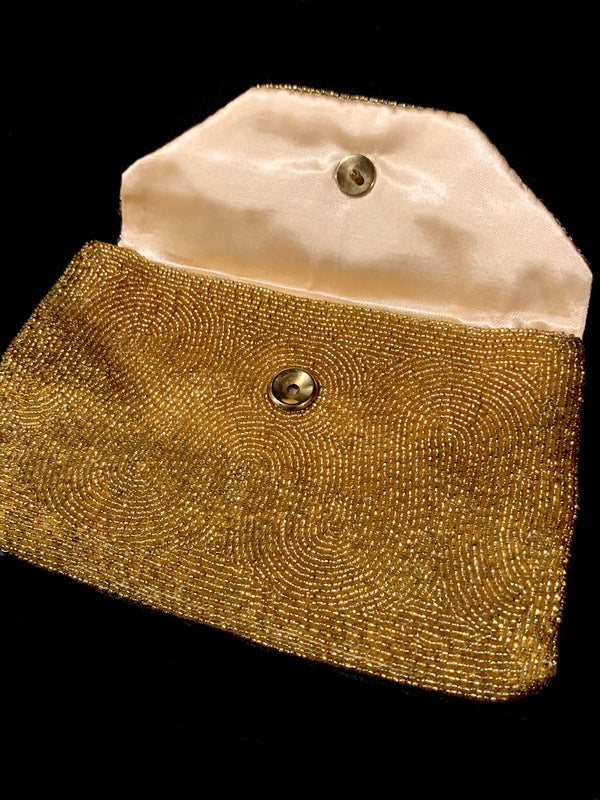 1960's Bullock's Gold Beaded Clutch