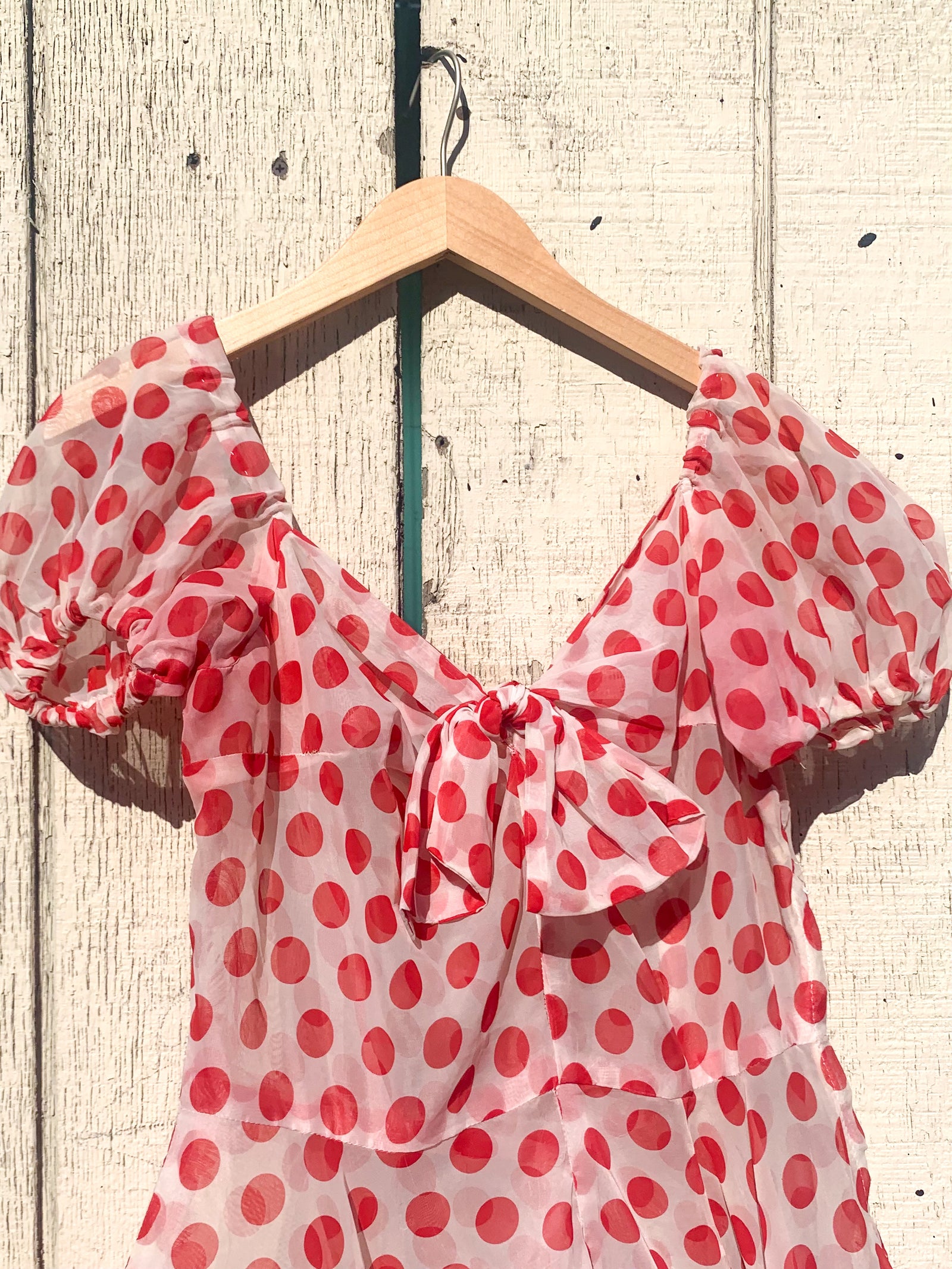 Vintage Polka dot red and white on sale dress with inner Slip. 5-6 years.