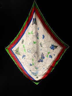 Vintage Butterfly and Spiderweb Silk Scarf