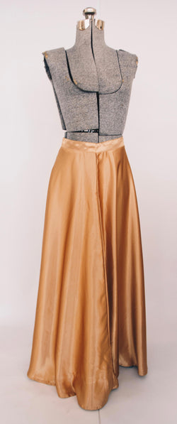Vintage Gold Satin Maxi Skirt