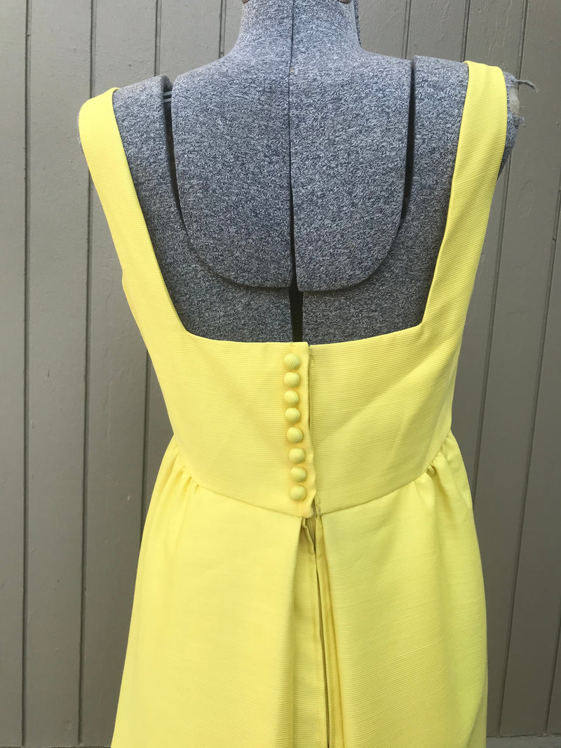 1960's Yellow Maxi Dress with Bows
