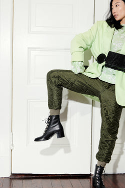Vintage Dark Green Quilted Army Pants