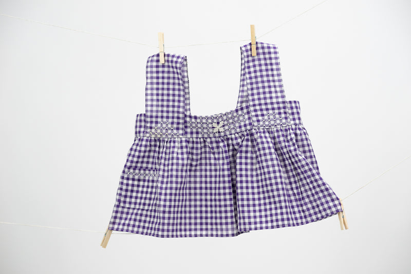 Upcycled Gingham Babydoll Top