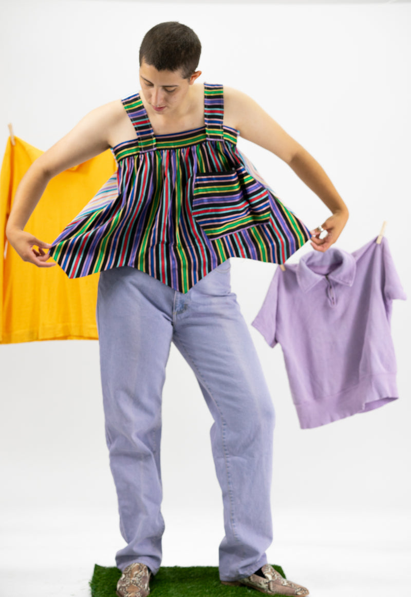 Upcycled Black & White Rainbow Top