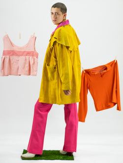 1980's Yellow Suede Coat with Capelet