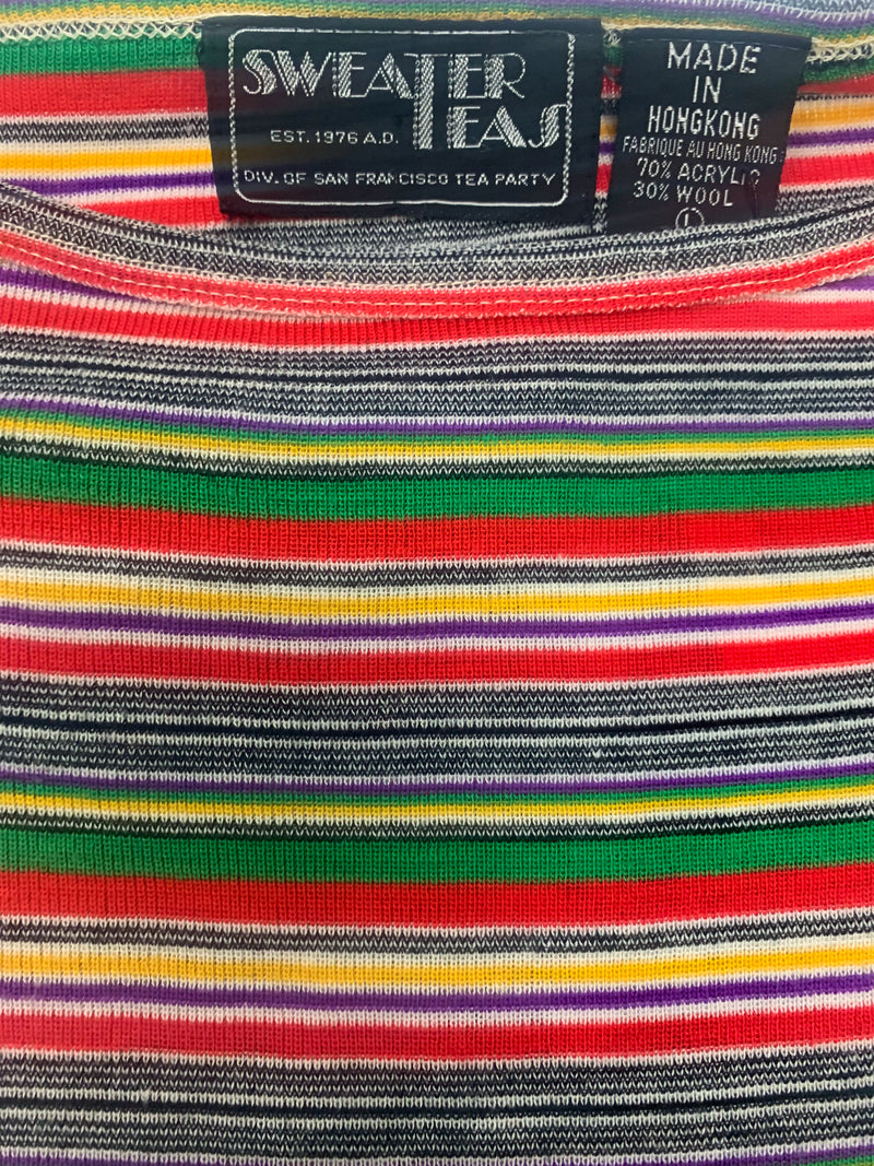 1970s Striped Rainbow Knit Top