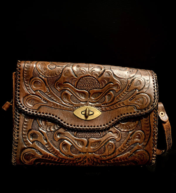 70's tooled leather purse