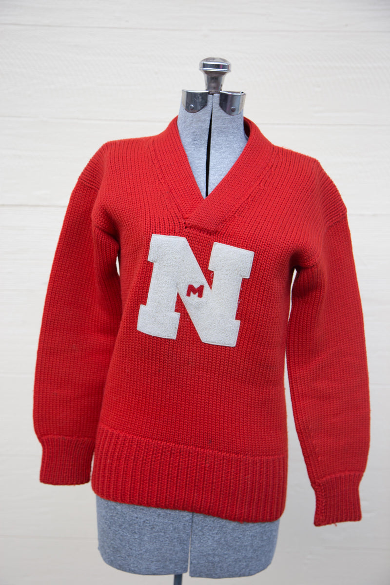 1960's Red Wool Varsity Sweater